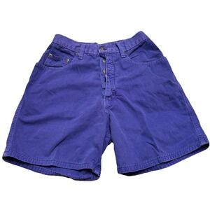 Vintage Zena Purple Denim Shorts Size 9 High Rise 90s USA Button Fly Mom